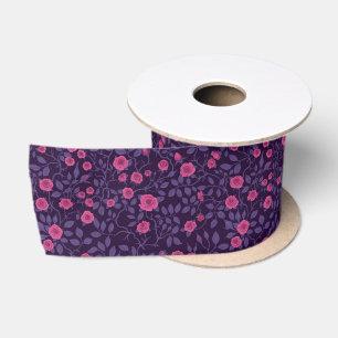 Lazo De Raso Rosas silvestres en rosa y morado