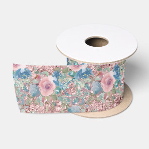 Lazo De Raso Rosas Vintage Fondo rosa brillante azul rosado