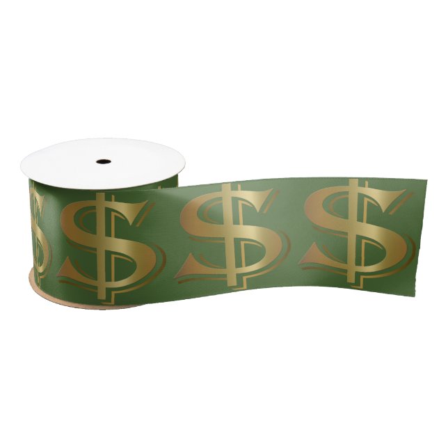 Lazo De Raso Rótulo de dólar de oro gigante (Carrete)