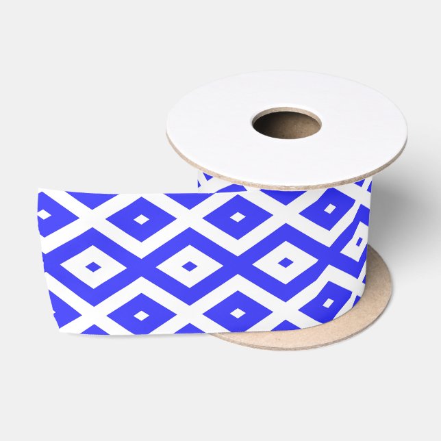 Lazo De Raso Royal blue and white diamond pattern (Carrete)