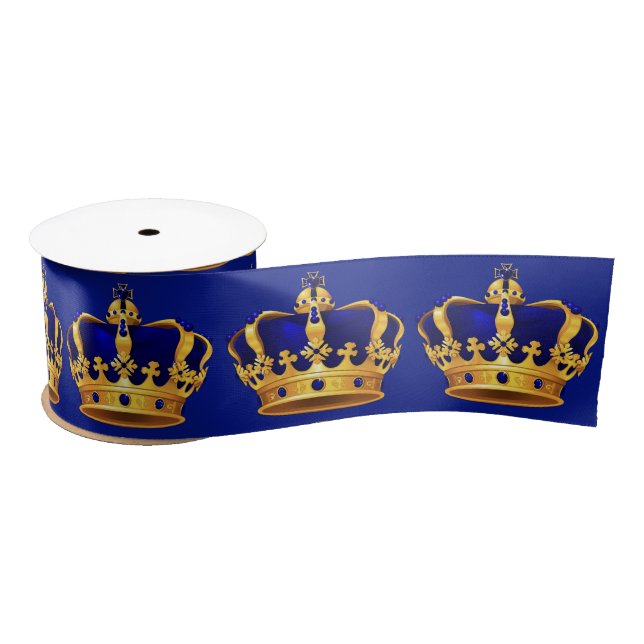 Lazo De Raso Royal Blue Gold Crown Fancy Prince (Carrete)