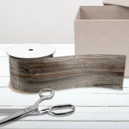 Lazo De Raso Rústica Cinta satinada de madera gris