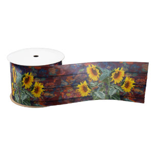 Lazo De Raso Rústicas hojas otoñales y girasoles
