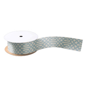 Lazo De Raso Rústico Linen Beige y Blue Trellis