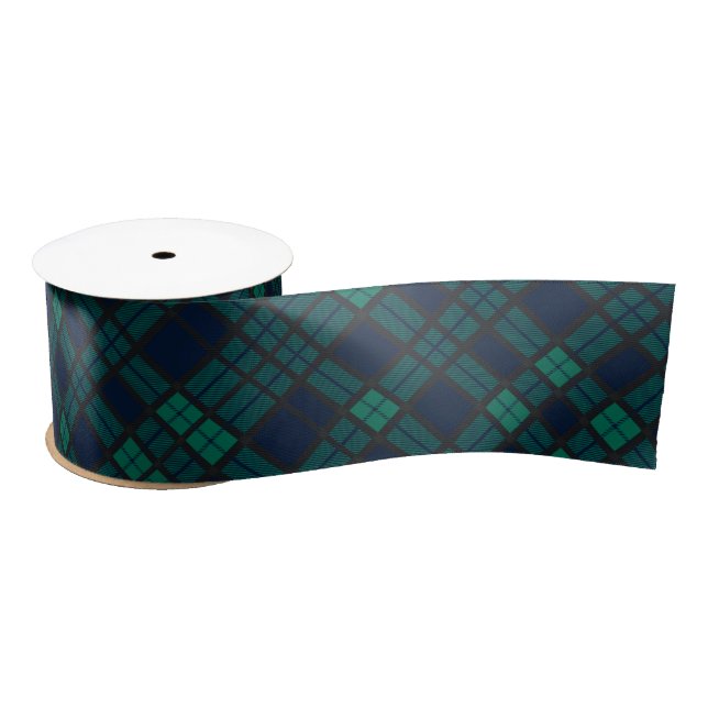 Lazo De Raso Rústico Tartan Black Green Check (Carrete)