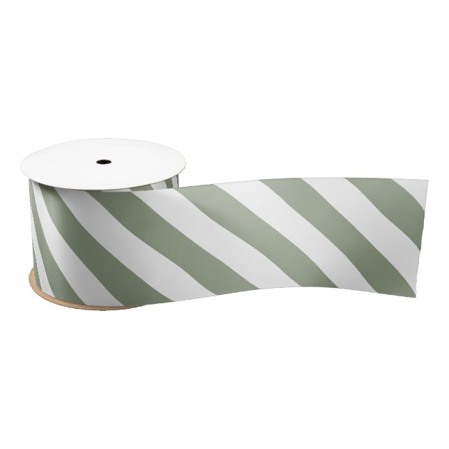 Lazo De Raso Sage Green and White Stripe (Carrete)