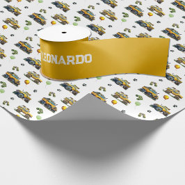 Lazo De Raso Saludo de cumpleaños amarillo con nombre personali