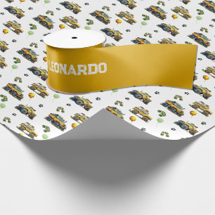 Lazo De Raso Saludo de cumpleaños amarillo con nombre personali