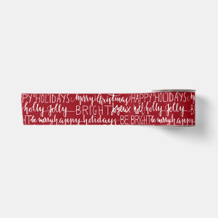 Lazo De Raso Saludos Navideños Manuscritos Rojo