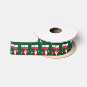 Lazo De Raso Santa Claus Con Bandera De Polonia