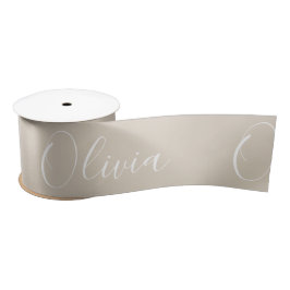 Lazo De Raso Satin de nombre elegante beige neutro personalizad