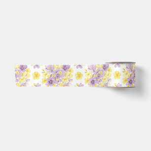 Lazo De Raso Satin Floral Pastel Purpura Acolorada 