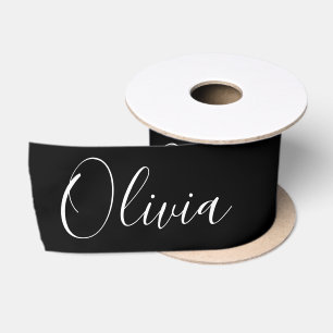 Lazo De Raso Satin personalizado negro elegante nombre