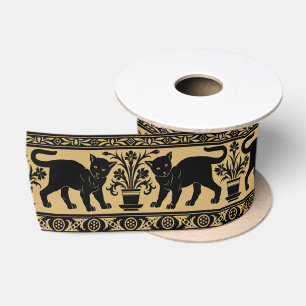 Lazo De Raso Satinado del patrón de frisa de gatitos y flores d