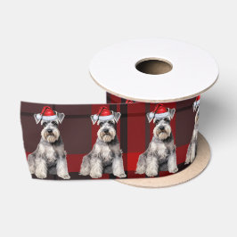 Lazo De Raso Schnauzer Fiesta Cuadro Rojo Divertido Perro Navid