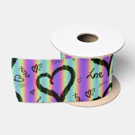 Lazo De Raso Scribble Love Xoxo Heart Stripe Ribbon