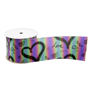 Lazo De Raso Scribble Love Xoxo Heart Stripe Ribbon