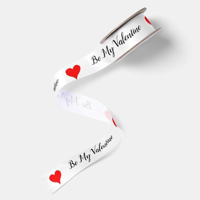Lazo De Raso Sé Mi San Valentín Corazones Rojos (Reverso)