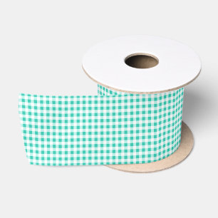Lazo De Raso Sea Green Gingham Satin Ribbon