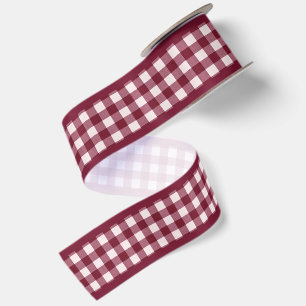 Lazo De Raso Sencillo Elegante Cottagecore Gingham de Burgundy