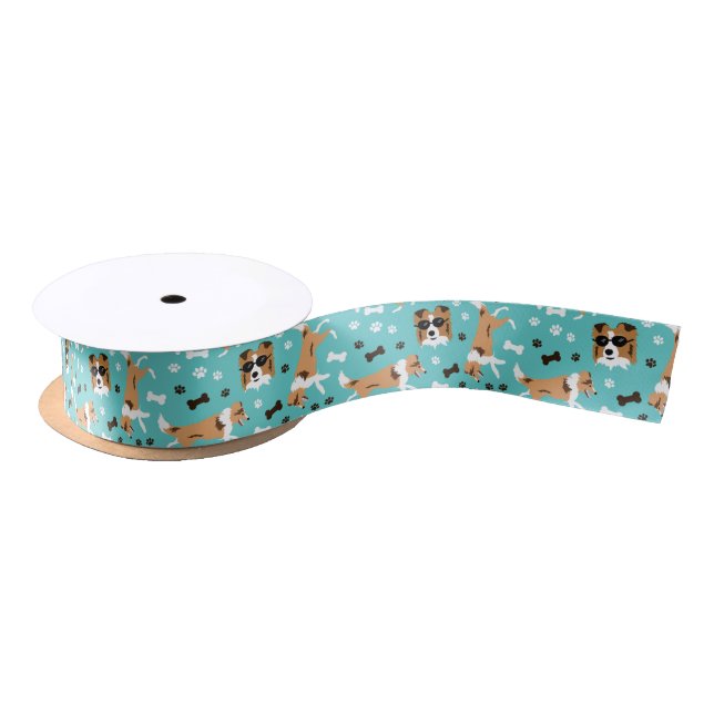 Lazo De Raso Shetland Sheepdog Shells Satin Ribbon (Carrete)