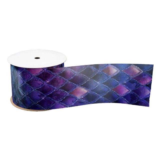 Lazo De Raso Shimmering Purple Ombre & Glitter Dragon Scales (Carrete)