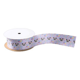 Lazo De Raso Siamese Cat Birthday Satin Ribbon in Purple