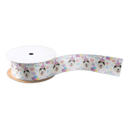 Lazo De Raso Siberian Husky Satin Ribbon in White