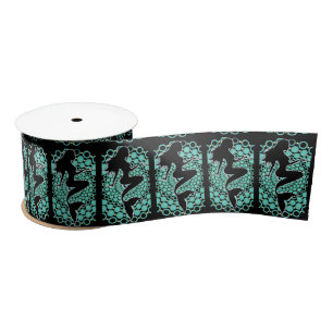 Lazo De Raso Silhouette de sirena en burbujas Thunder_Cove