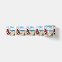 Silla de playa roja Adirondack con chanclas