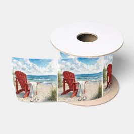 Lazo De Raso Silla de playa roja Adirondack con chanclas
