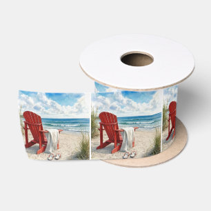 Lazo De Raso Silla de playa roja Adirondack con chanclas