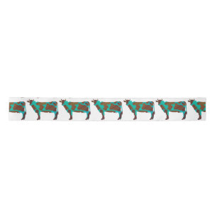 Lazo De Raso Silueta marrón vaca y Verde azulada