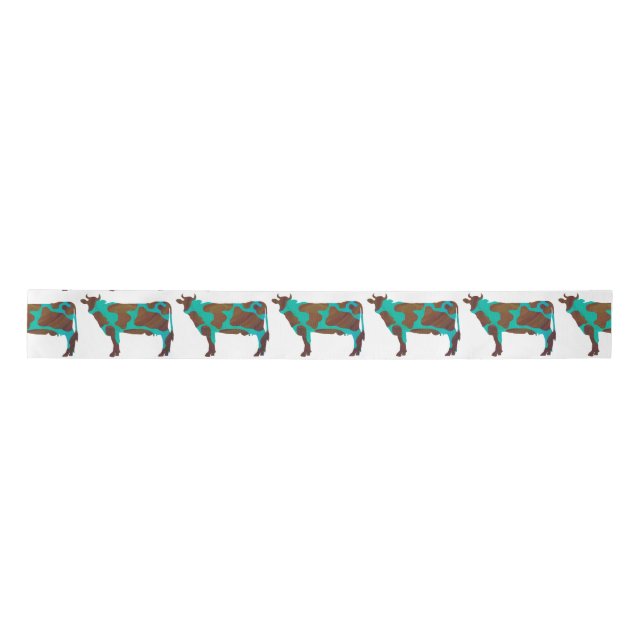 Lazo De Raso Silueta marrón vaca y Verde azulada (Anverso)