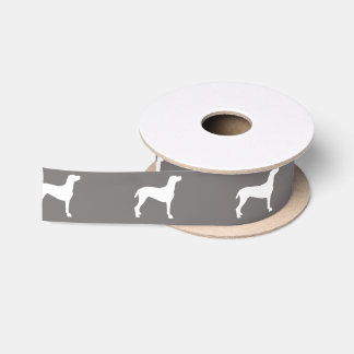 Lazo De Raso Siluetas blancas de Weimaraner en gris