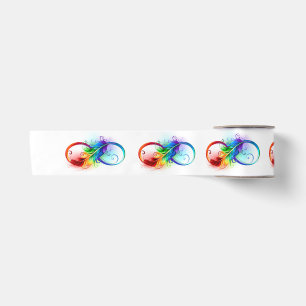 Lazo De Raso Símbolo de infinito con pluma de arcoíris
