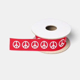 Lazo De Raso Símbolo de Paz Blanco Personalizado