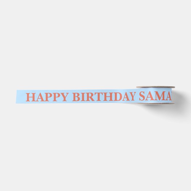Lazo De Raso Simple deseo de cumpleaños en azul pastel (Anverso)