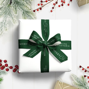 Lazo De Raso Simple Elegante Feliz Navidad Nombre de Familia Ve