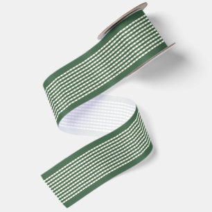 Lazo De Raso Simple Elegante Verde Bosque Cottagecore Gingham