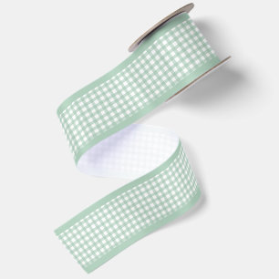 Lazo De Raso Simple Elegante Verde Salvia Cottagecore Gingham