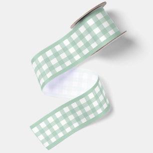 Lazo De Raso Simple Elegante Verde Salvia Cottagecore Gingham