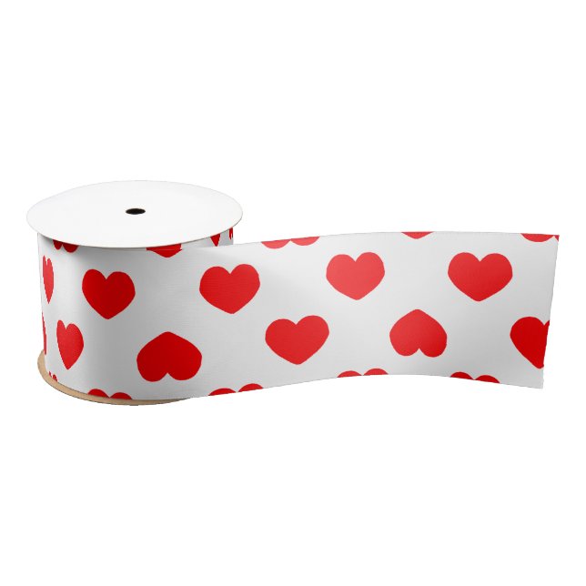 Lazo De Raso Simple Red Hearts Minimalist (Carrete)
