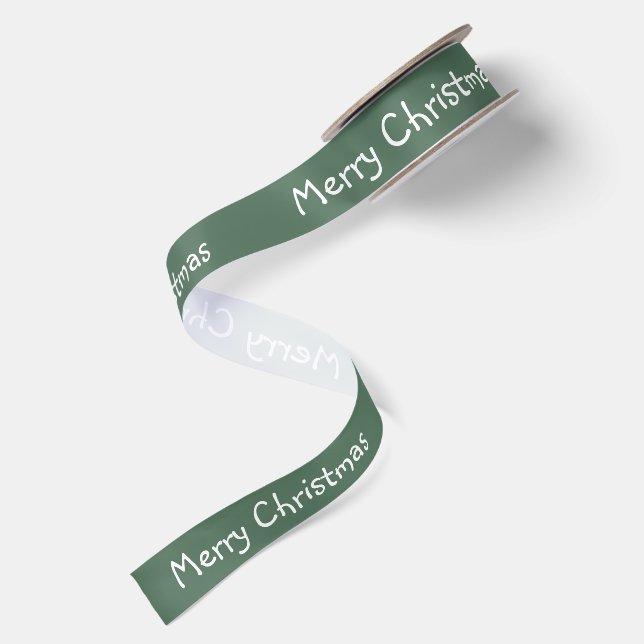 Lazo De Raso Simple verde y blanco Feliz Navidad (Reverso)