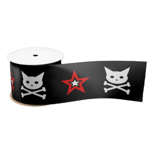 Lazo De Raso Skull Kitty & Stars {CRAFTY} Cinta satina