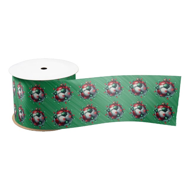Lazo De Raso Soccerball Lover Christmas Ribbon (Carrete)