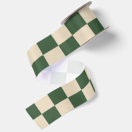 Lazo De Raso Sofisticada Vichy Verde y Crema
