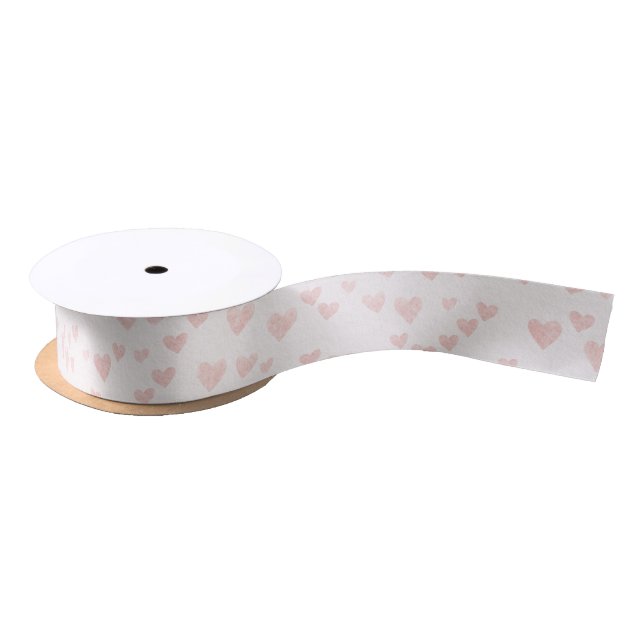 Lazo De Raso Soft Pink Heart Satin Ribbon (Carrete)