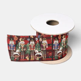 Lazo De Raso Soldados Cascanueces Vintage Festivos Cuadro Rojo