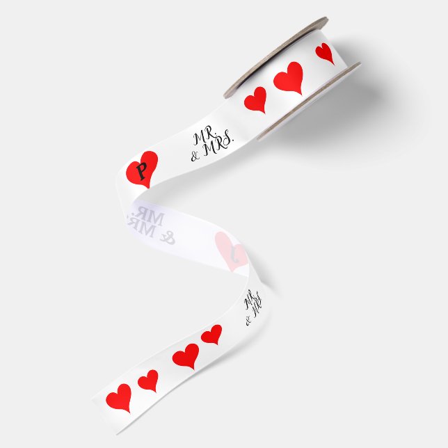 Lazo De Raso Sr. Sra. Iniciales Corazones Rojos (Reverso)